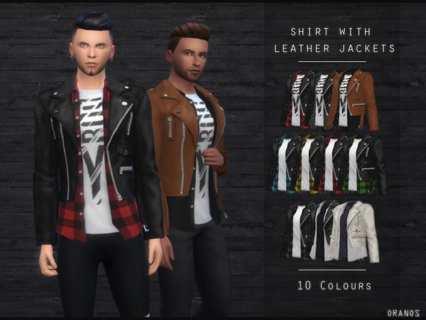  The Sims Resource: Shirt With Leather Jackets by OranosTR