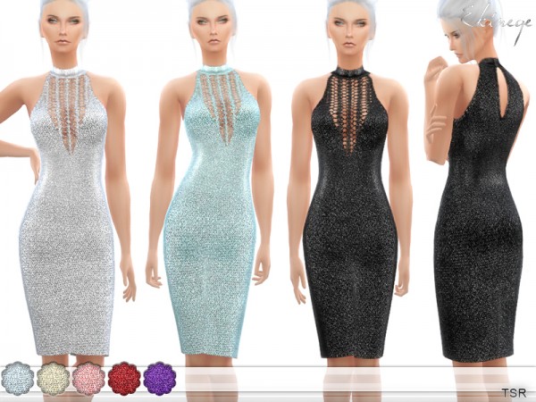  The Sims Resource: Metallic Knit Dress by ekinege