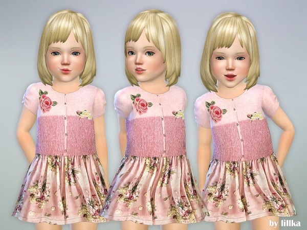  The Sims Resource: Pink Cardigan Dress by lillka