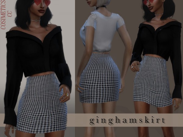  The Sims Resource: Gingham skirt by cosimetics
