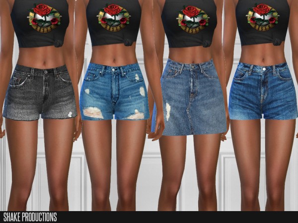  The Sims Resource: Denim Skirt and Shorts Set by ShakeProductions