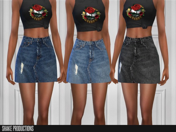 The Sims Resource: Denim Skirt and Shorts Set by ShakeProductions ...