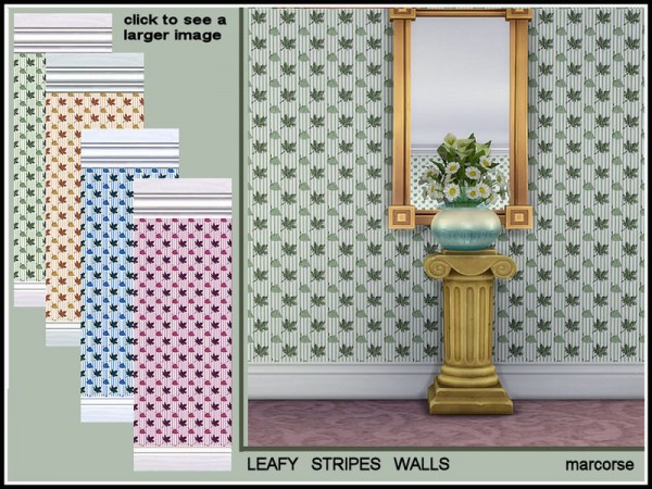  The Sims Resource: Leafy Pinstripes Walls by marcorse