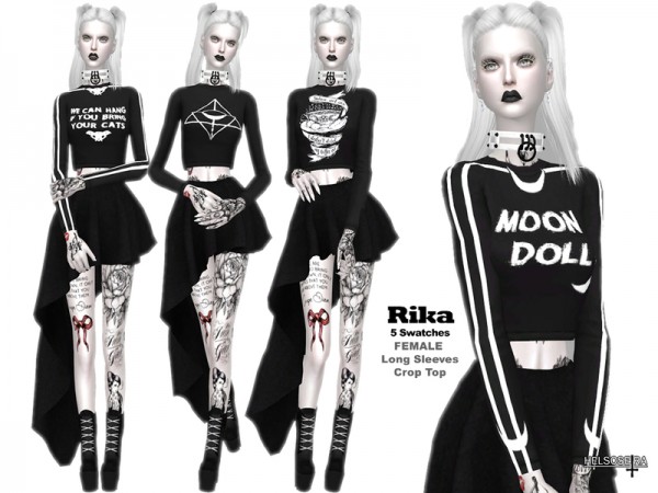  The Sims Resource: RIKA   Long sleeves   Crop Top by Helsoseira