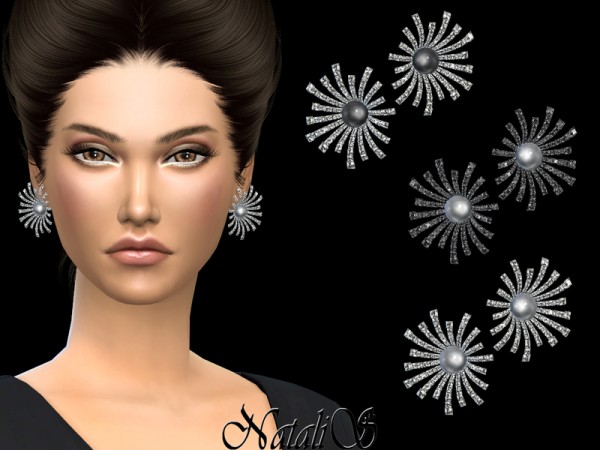  The Sims Resource: Splash earrings with pearl by NataliS