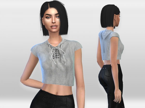  The Sims Resource: Grey Crop Top by Puresim