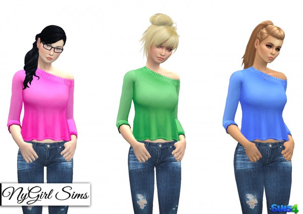  NY Girl Sims: Off Shoulder Flare Sweater Plain
