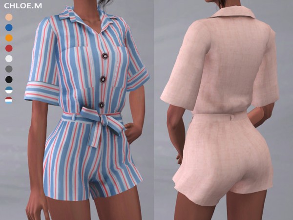 The Sims Resource Short Sleeved Jumpsuits By Chloemmm • Sims 4 Downloads