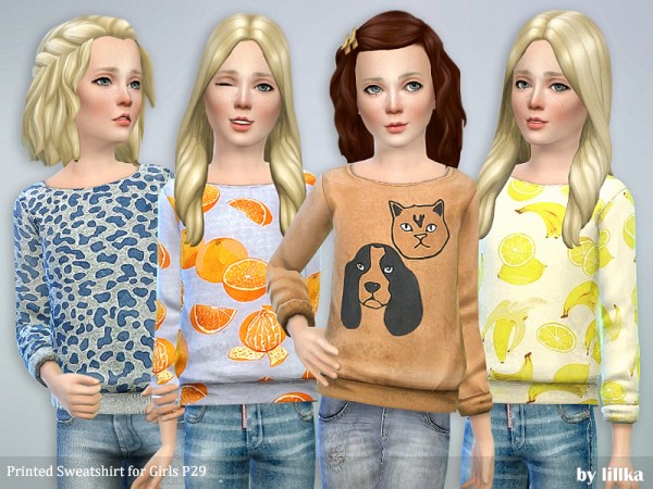 The Sims Resource: Printed Sweatshirt for Girls P29 by lillka