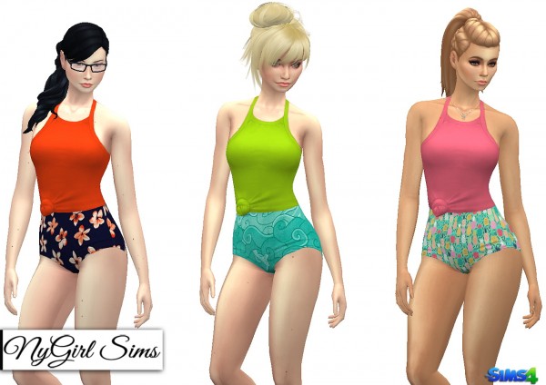  NY Girl Sims: Halter Cross Shirted Swimsuit