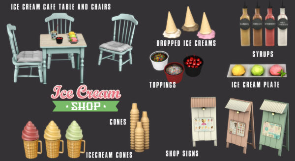  Leo 4 Sims: Ice cream cafe set