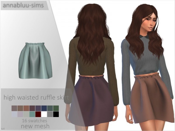  The Sims Resource: Annabluus High Waisted Ruffle Skirt