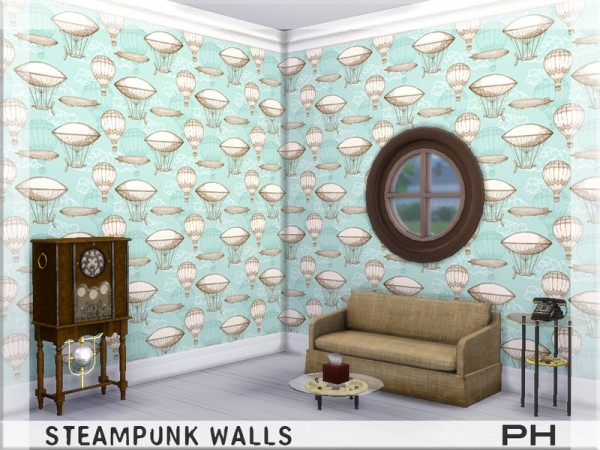  The Sims Resource: Steampunk Walls by Pinkfizzzzz
