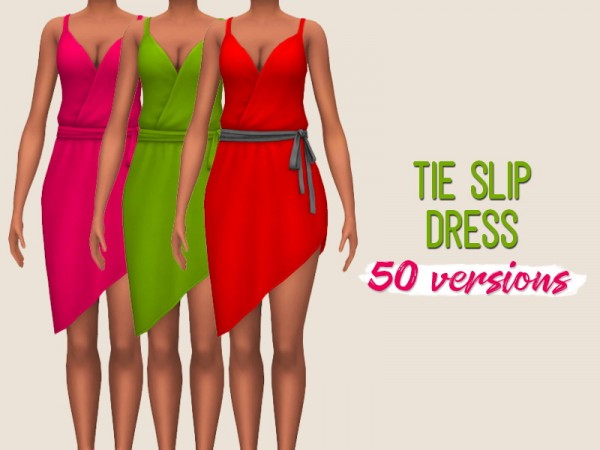  Simsworkshop: Tie Slip Dress by midnightskysims