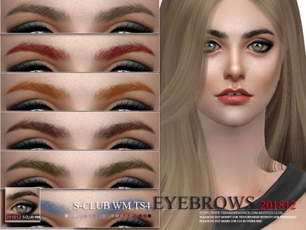  The Sims Resource: Eyebrows 201812 by S Club