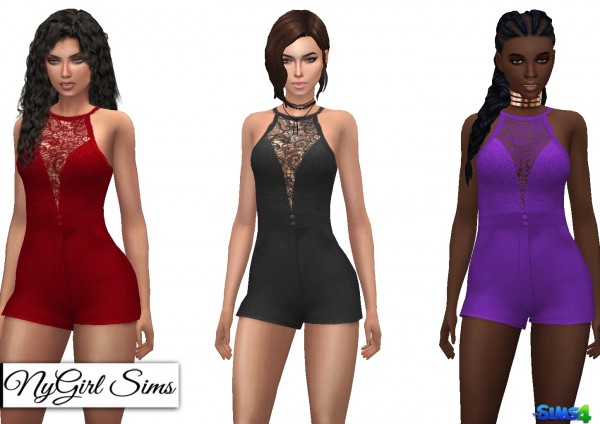  NY Girl Sims: Belted Romper With Lace Overlay