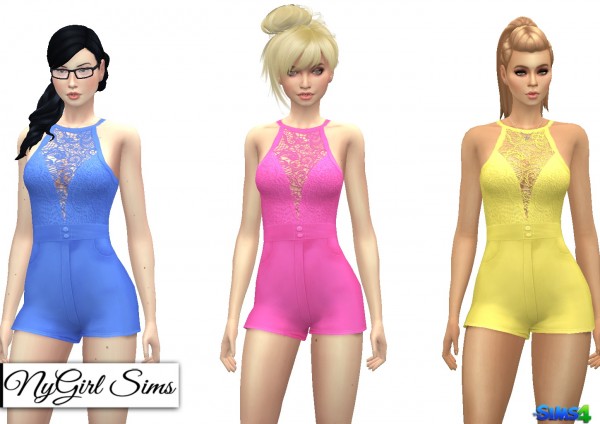  NY Girl Sims: Belted Romper With Lace Overlay