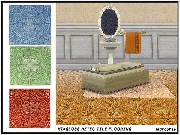  The Sims Resource: Hi Gloss Aztec Tile Flooring by marcorse