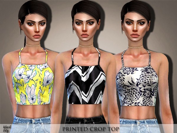 The Sims Resource: Printed Crop Top by Black Lily