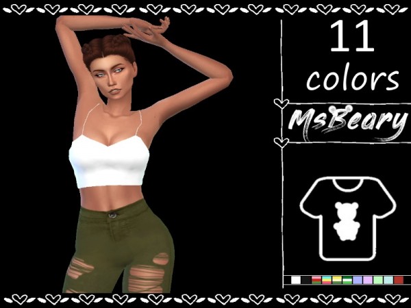  The Sims Resource: Colorful and Plain Croptops by MsBeary