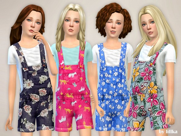  The Sims Resource: Printed Shorts Overall by lillka
