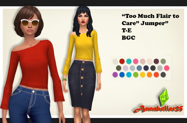  Simsworkshop: Too Much Flair to Care Jumper by Annabellee25