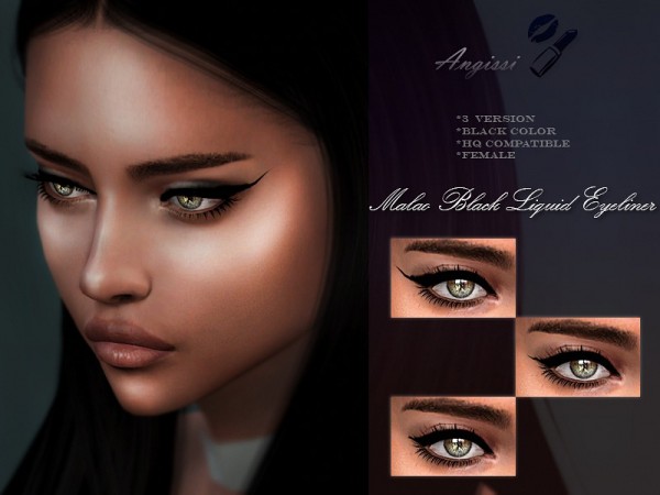  The Sims Resource: Maliao Black Liquid Eyeliner by ANGISSI