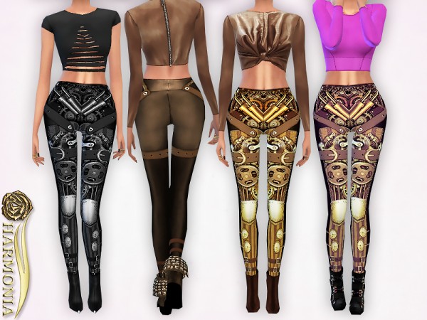  The Sims Resource: Steampunk Mechanical Gear Cosplay Leggings by Harmonia