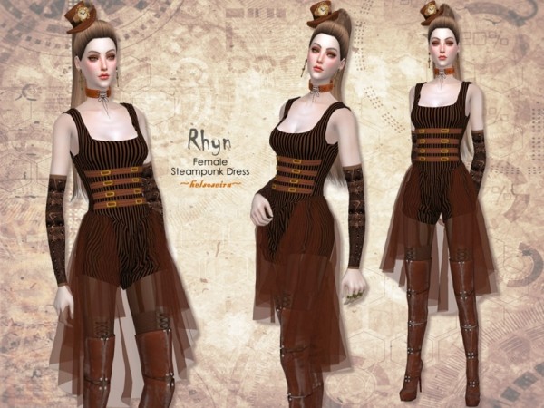  The Sims Resource: RHYN   Steampunk Dress by Helsoseira