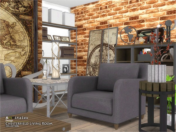  The Sims Resource: Chesterfield Livingroom by ArtVitalex