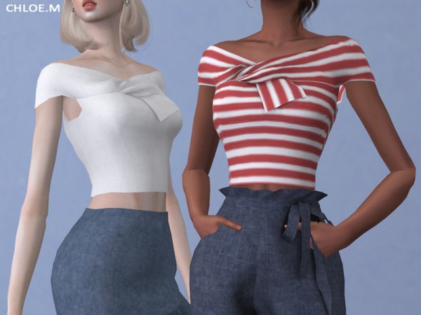  The Sims Resource: Off the shoulder Top by ChloeMMM