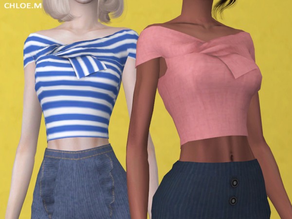  The Sims Resource: Off the shoulder Top by ChloeMMM