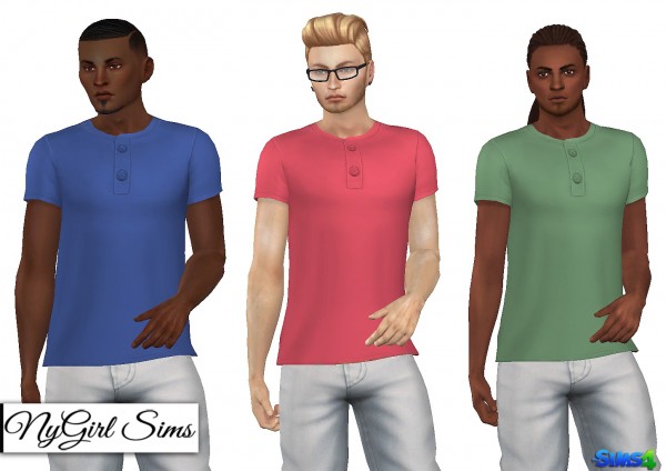 NY Girl Sims: Side Cut Button Tee