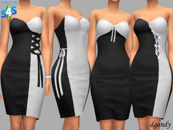  The Sims Resource: Black and White Formal dress by dgandy