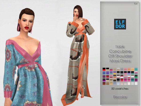  Elfdor: Tslok Concubine Off Shoulder Maxi Dress recolored