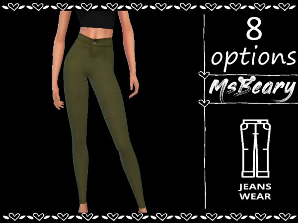 The Sims Resource: Dark Green Jeans by MsBeary