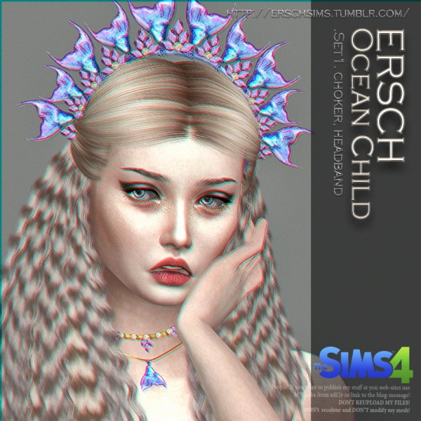 ErSch Sims: Ocean Child headband and chokers