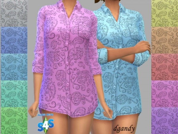  The Sims Resource: Paisley Shirt Dress by dgandy