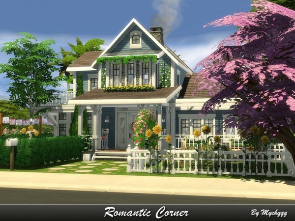  The Sims Resource: Romantic Corner house by MychQQQ