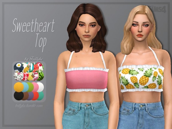 The Sims Resource: Sweetheart Top by Trillyke