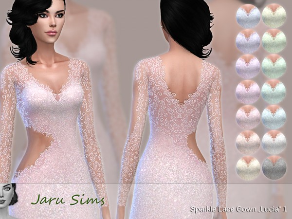  The Sims Resource: Sparkle Lace Gown Lucia 1 by Jaru Sims