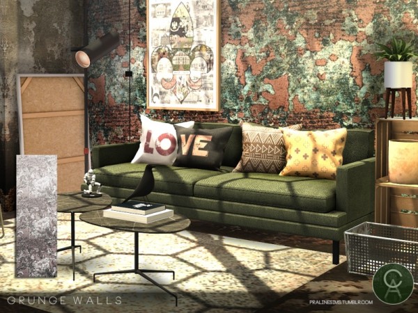  The Sims Resource: Grunge Walls by Pralinesims