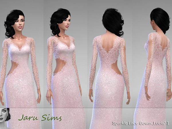  The Sims Resource: Sparkle Lace Gown Lucia 1 by Jaru Sims