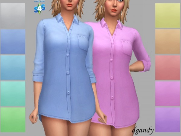  The Sims Resource: Shirt Dress in Solid Colors by dgandy