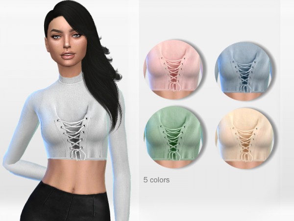  The Sims Resource: Winter Lace Up Top by Puresim