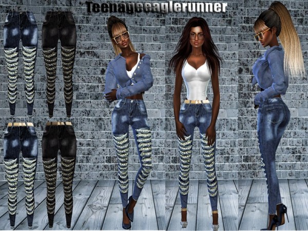  The Sims Resource: Skinny Jeans with Chain by Teenageeaglerunner