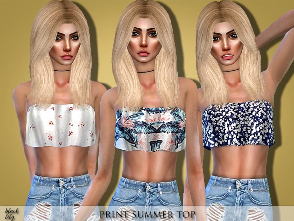  The Sims Resource: Print Summer Top by Black Lily