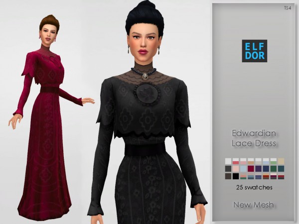 Elfdor: Edwardian Lace Dress • Sims 4 Downloads