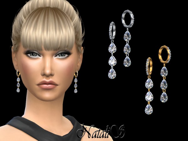  The Sims Resource: Pear cut diamond drop earrings by NataliS