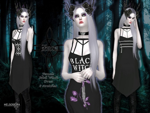  The Sims Resource: ZURA   Witch Midi Dress by Helsoseira